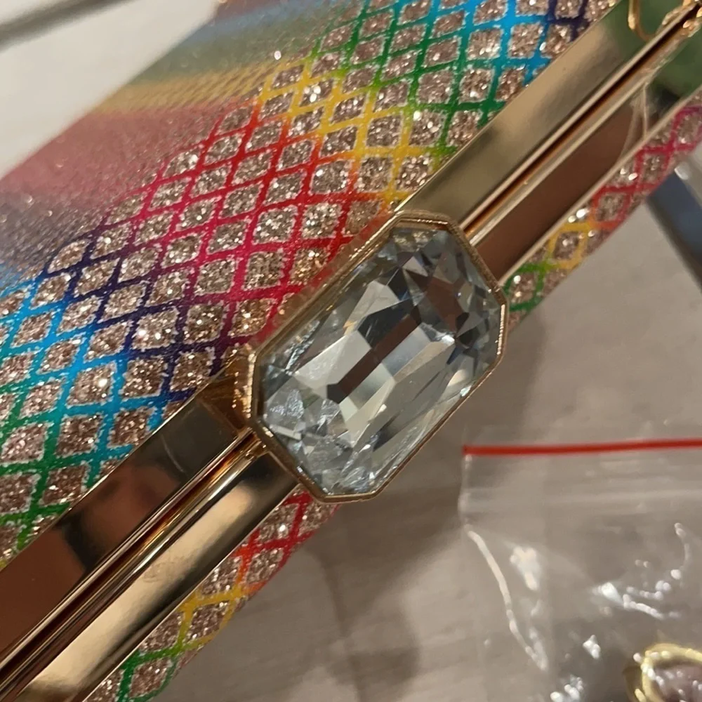 Alessia Rainbow glitter rhinestone clutch purse